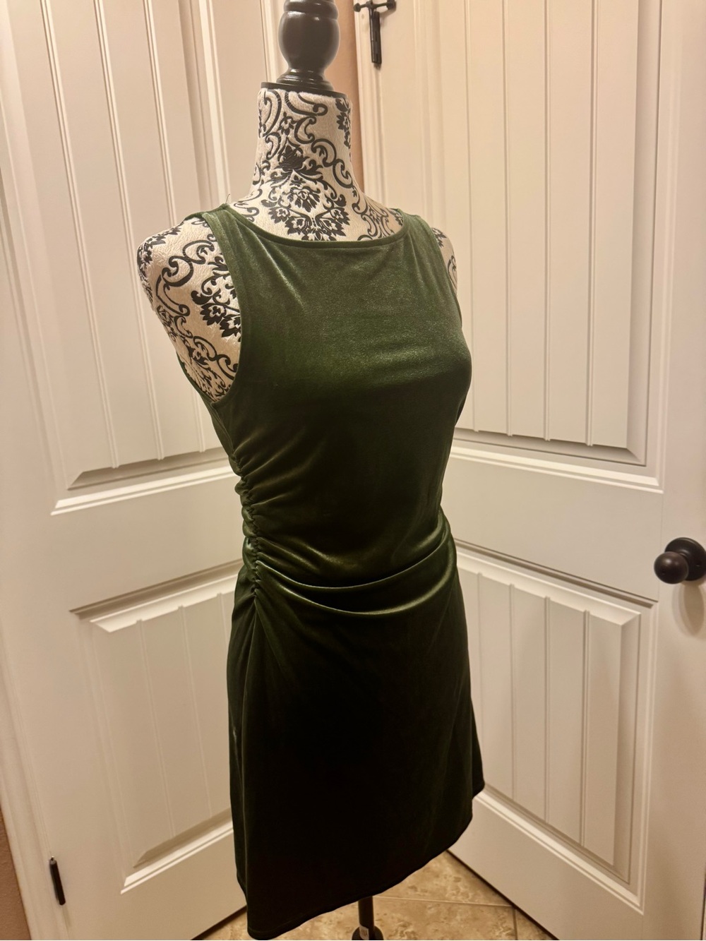 wild fable Olive Green Sleeveless Ruched Mini Dress
